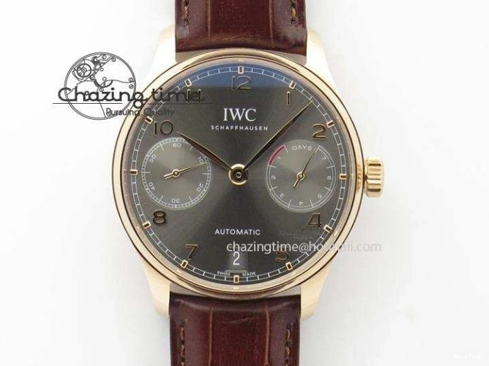 MIROTIME 1219 ModernLook Portuguese IW371445 ZF 1:1 Best Edition SS White Dial Gold Markers On Brown Leather Strap A79350 V 7269